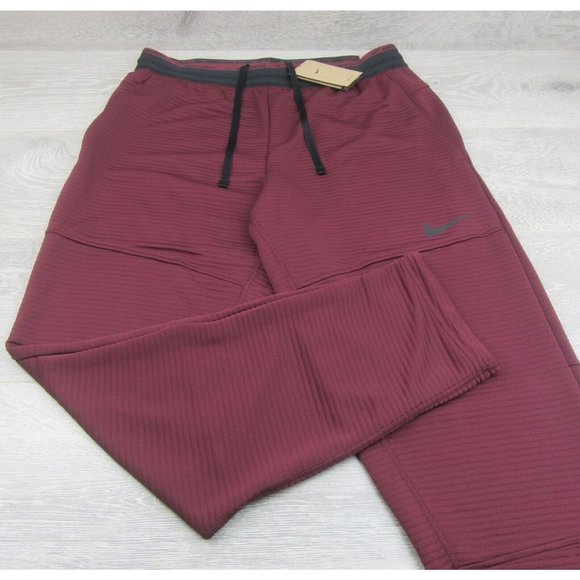 Nike Pro Dri-FIT Fleece Fitness Pants Men's Size Medium Maroon Black NEW - Picture 2 of 13